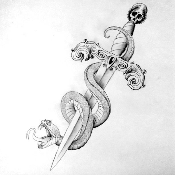 dagger with snake tattoo
