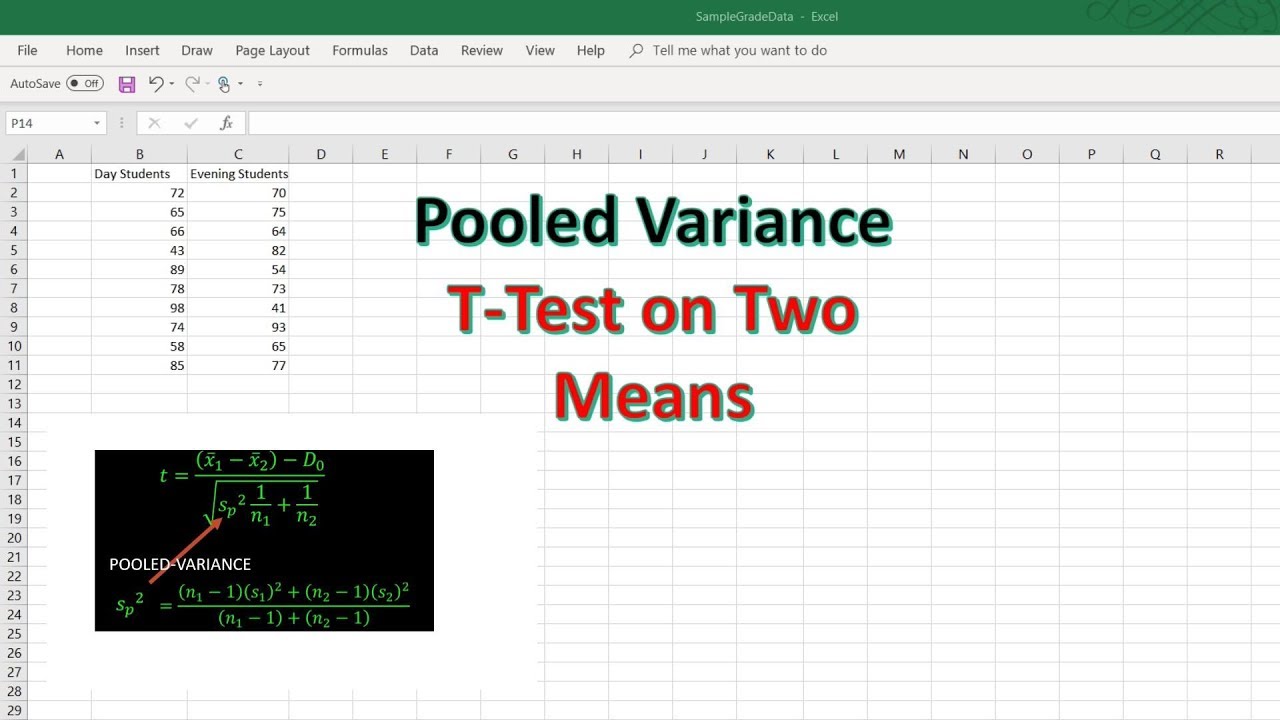 pooled variance in excel