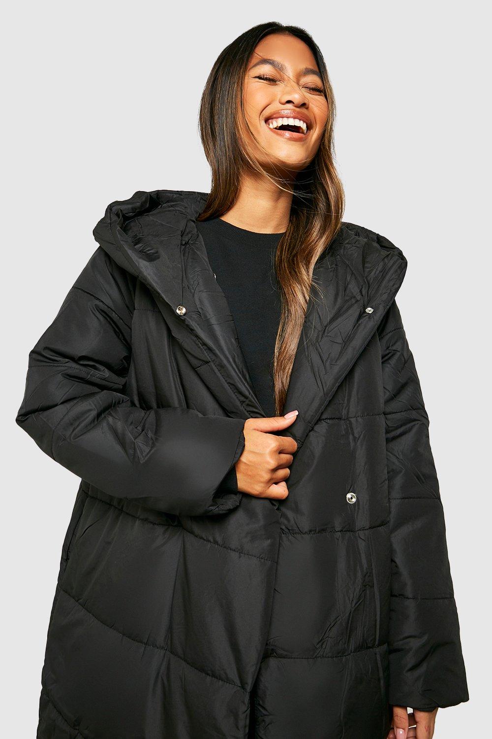 boohoo coat black