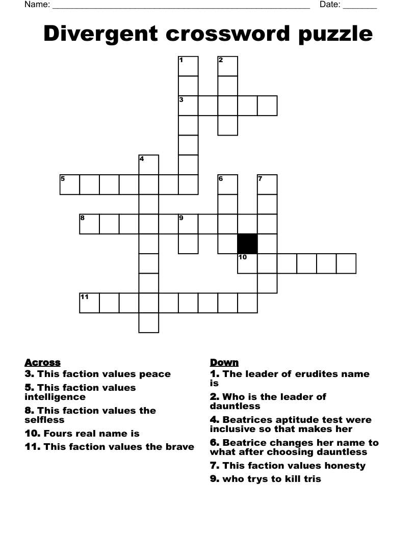 faction crossword clue