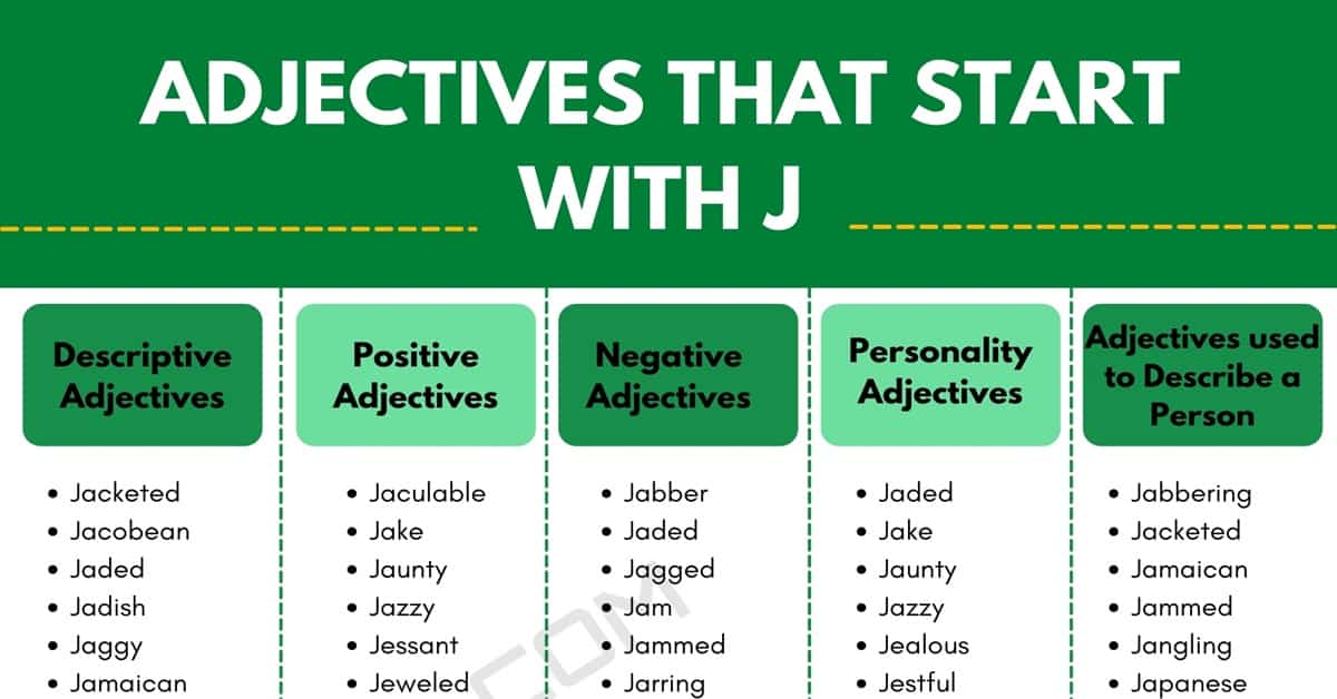 adjective beginning with j