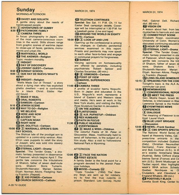 television guide listings