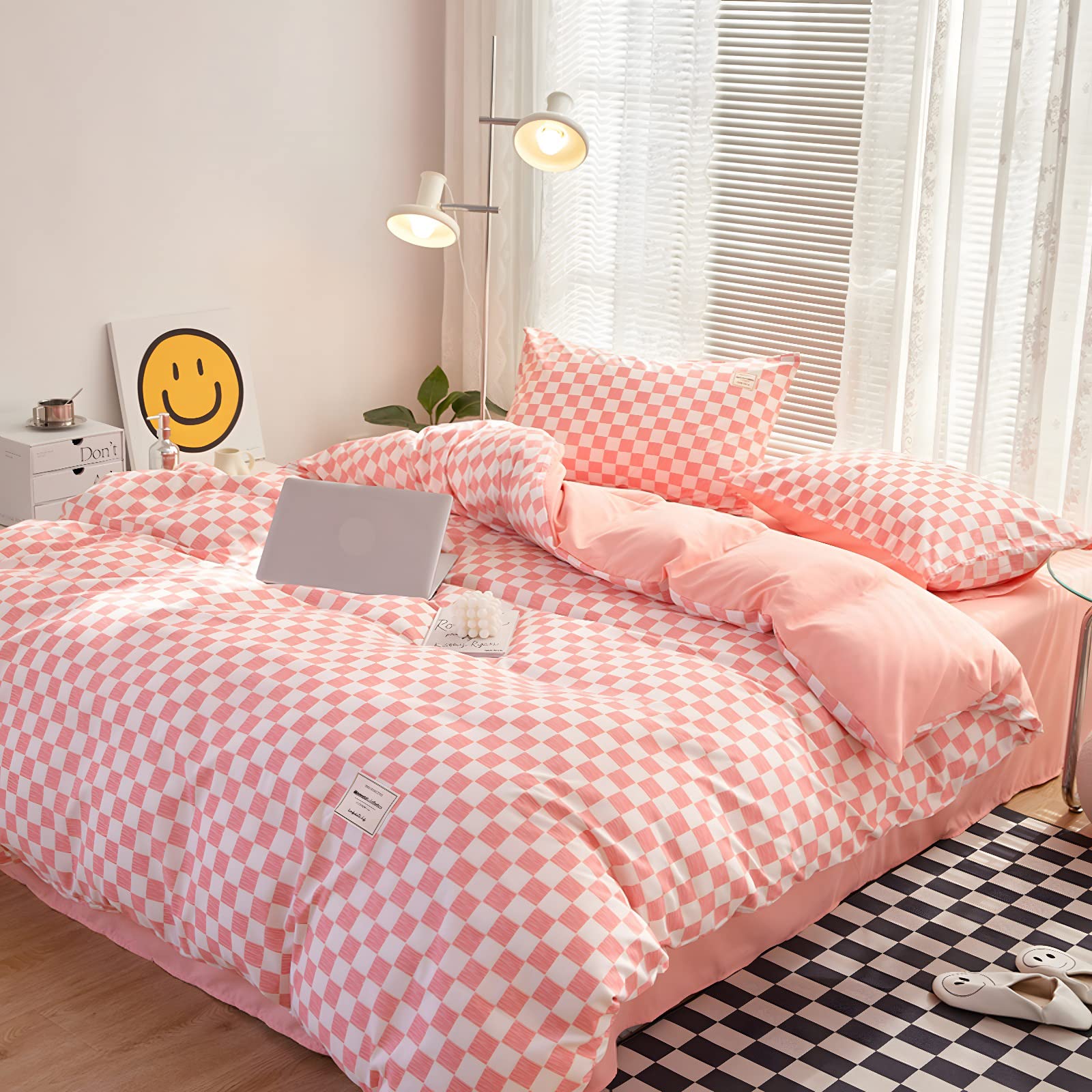 pink plaid comforter