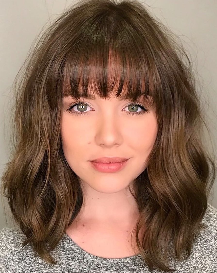 shoulder length hair with bangs