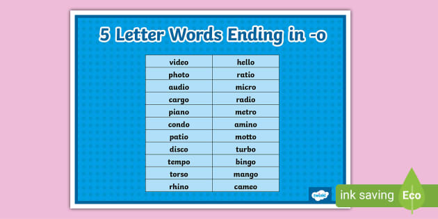 words finishing with o