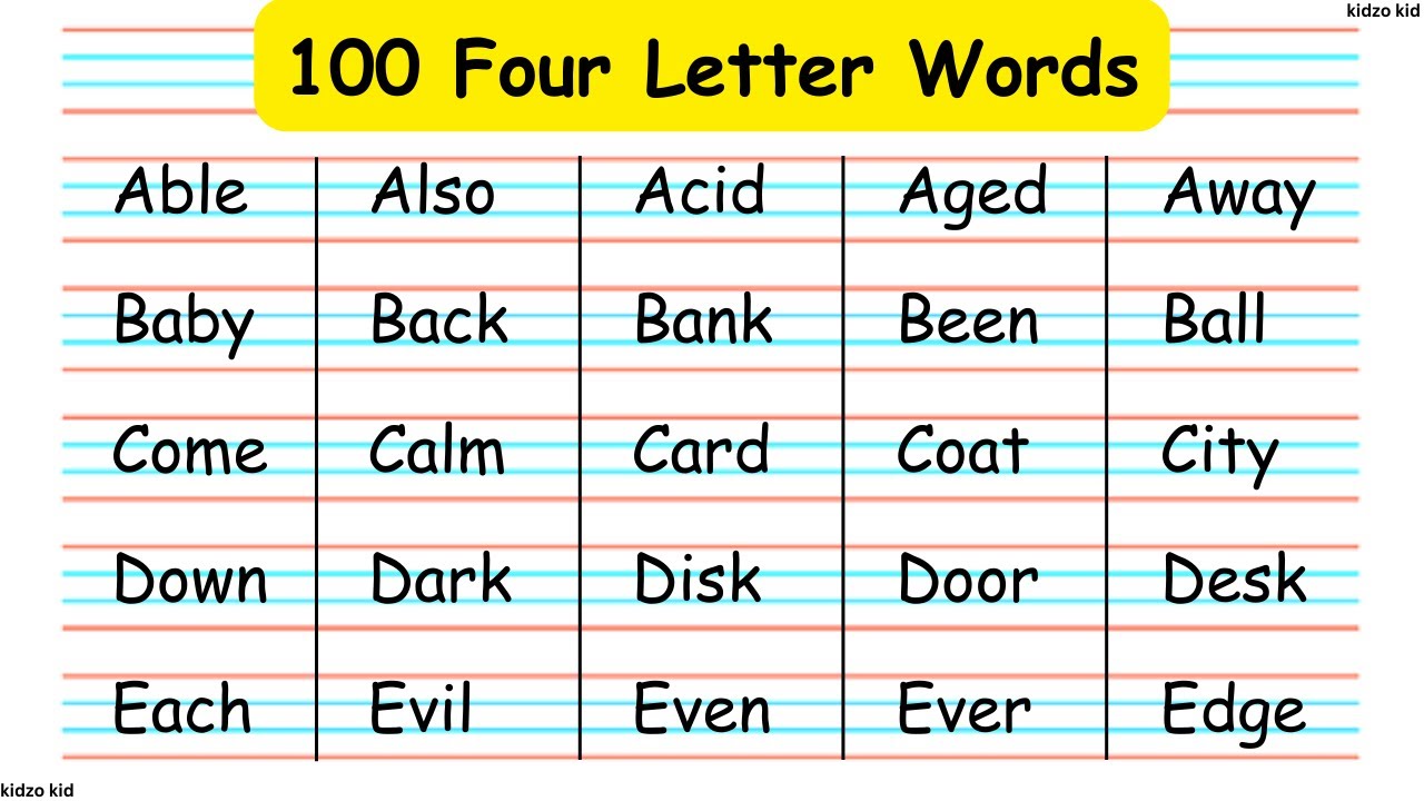 four letter words in english