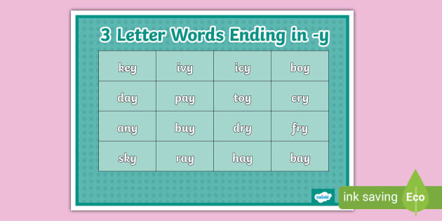 three letter words that end with y