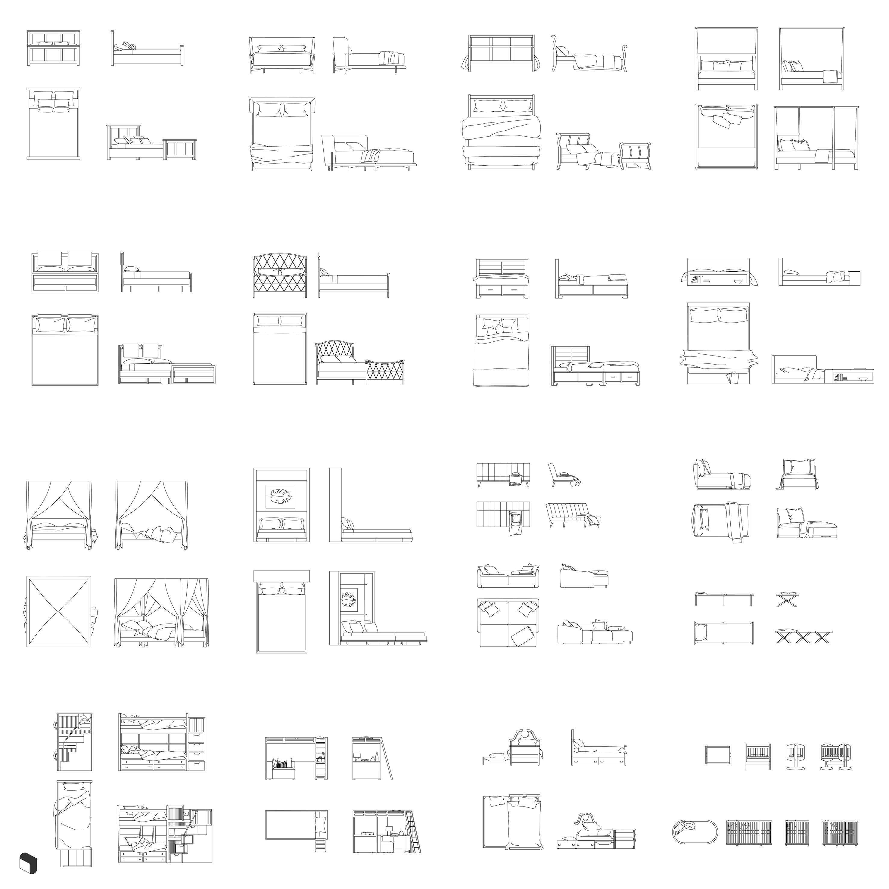 bed autocad block