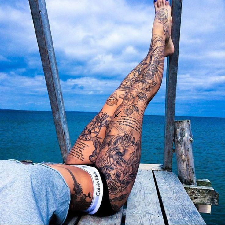 leg sleeves tattoo female