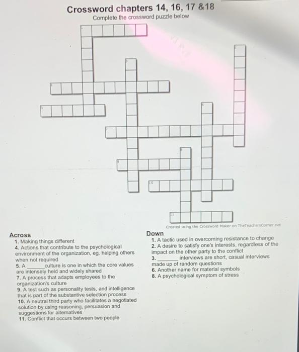 complete change crossword