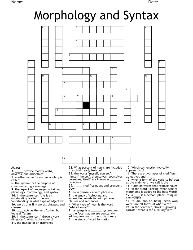 noun modifiers crossword