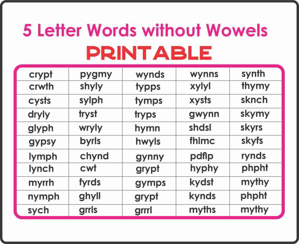 5 letter words with vowels