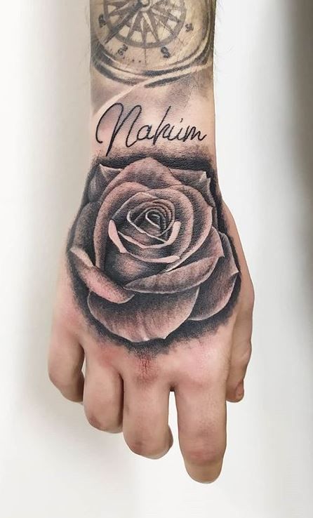 rose hand tattoo men