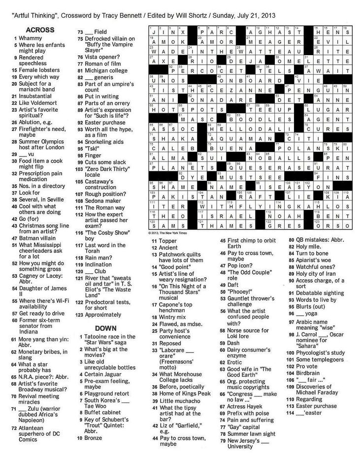 artful crossword