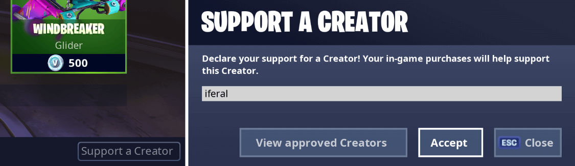 support a creator code