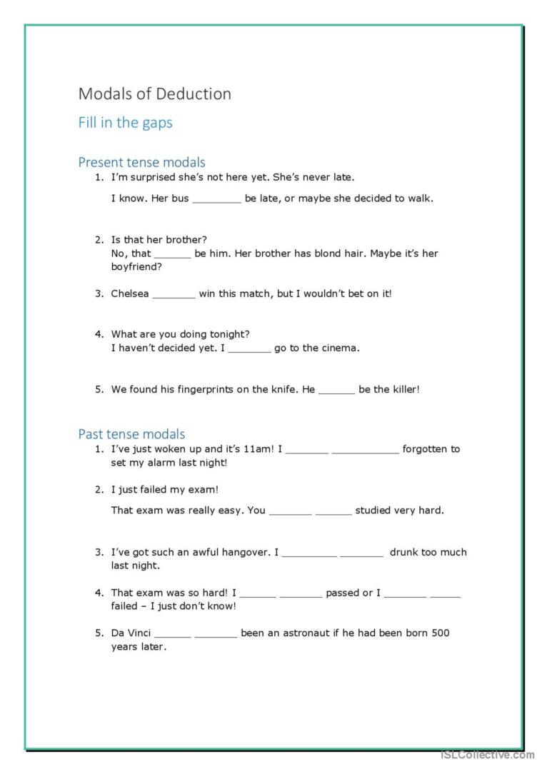 modals of deduction exercises