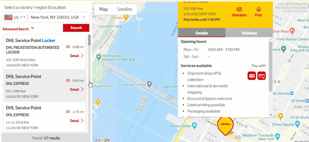 dhl points near me