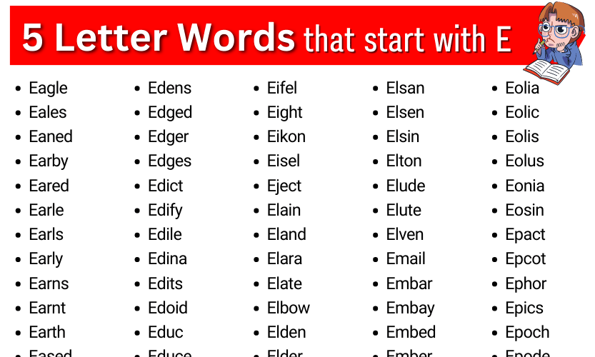 5 letter word starting with e