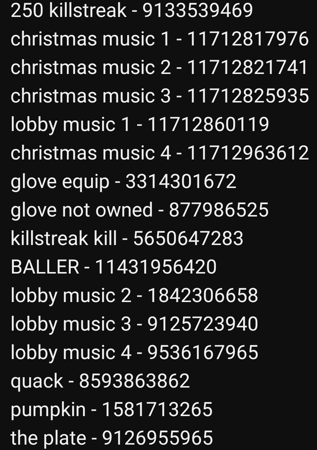 id codes for songs on roblox