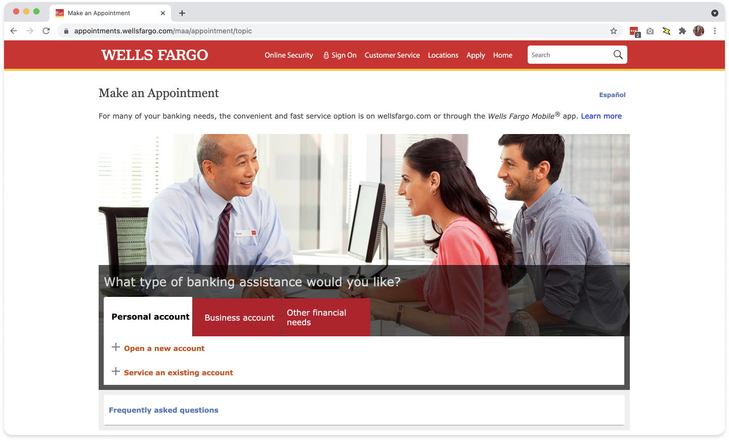wells fargo appointments