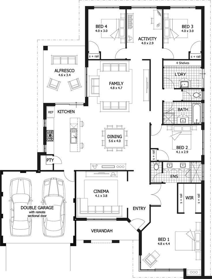 4 bed house floor plans