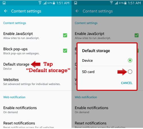 how to change storage to sd card on samsung j2