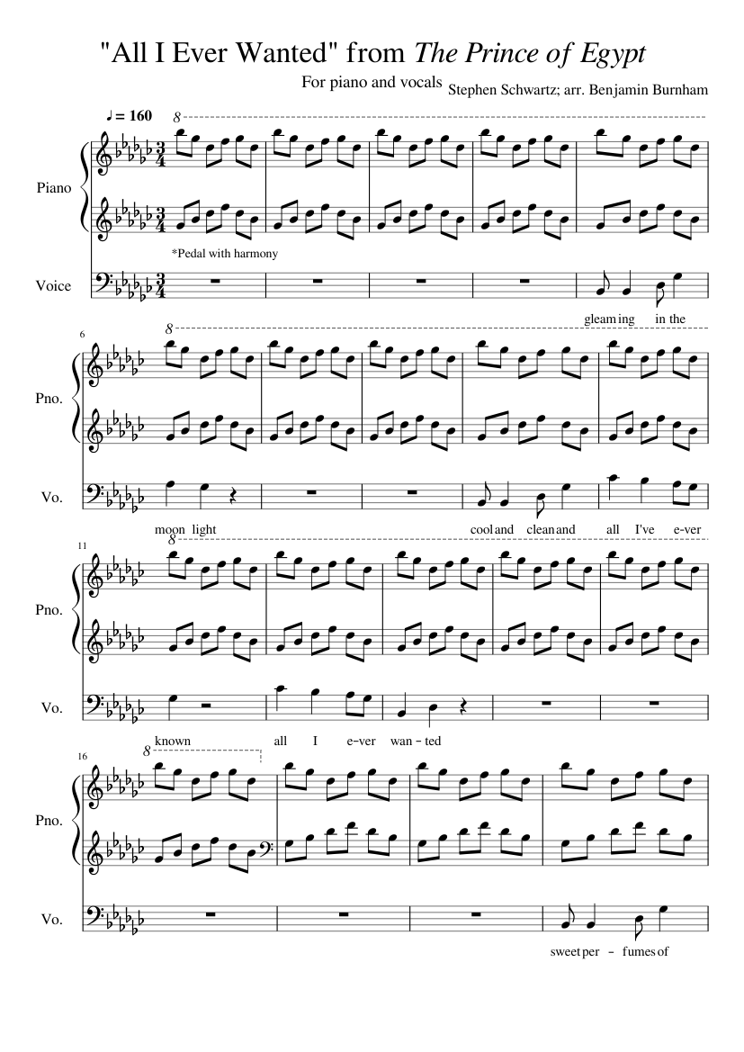 prince of egypt piano sheet music