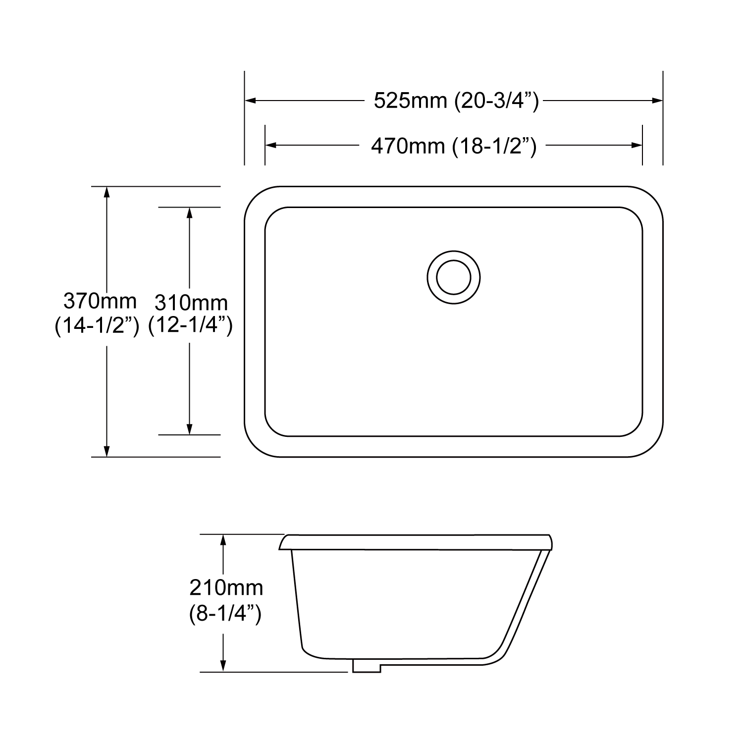 wash basin size in inches