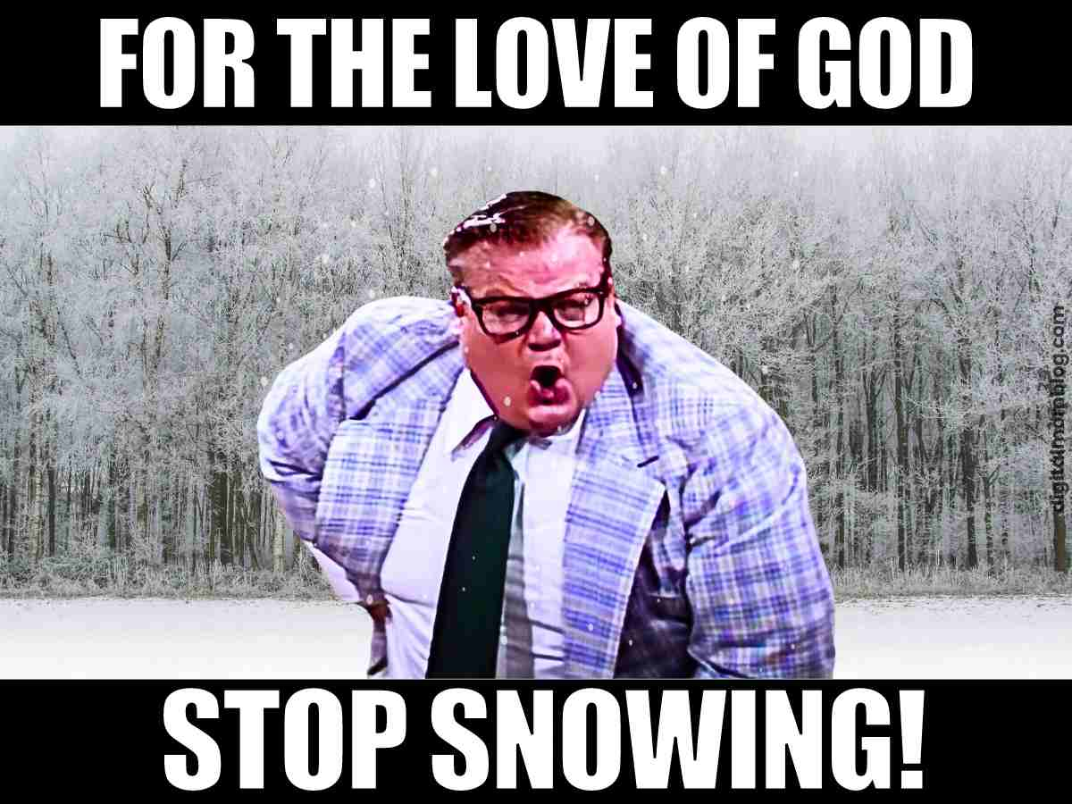 for the love of god stop snowing meme