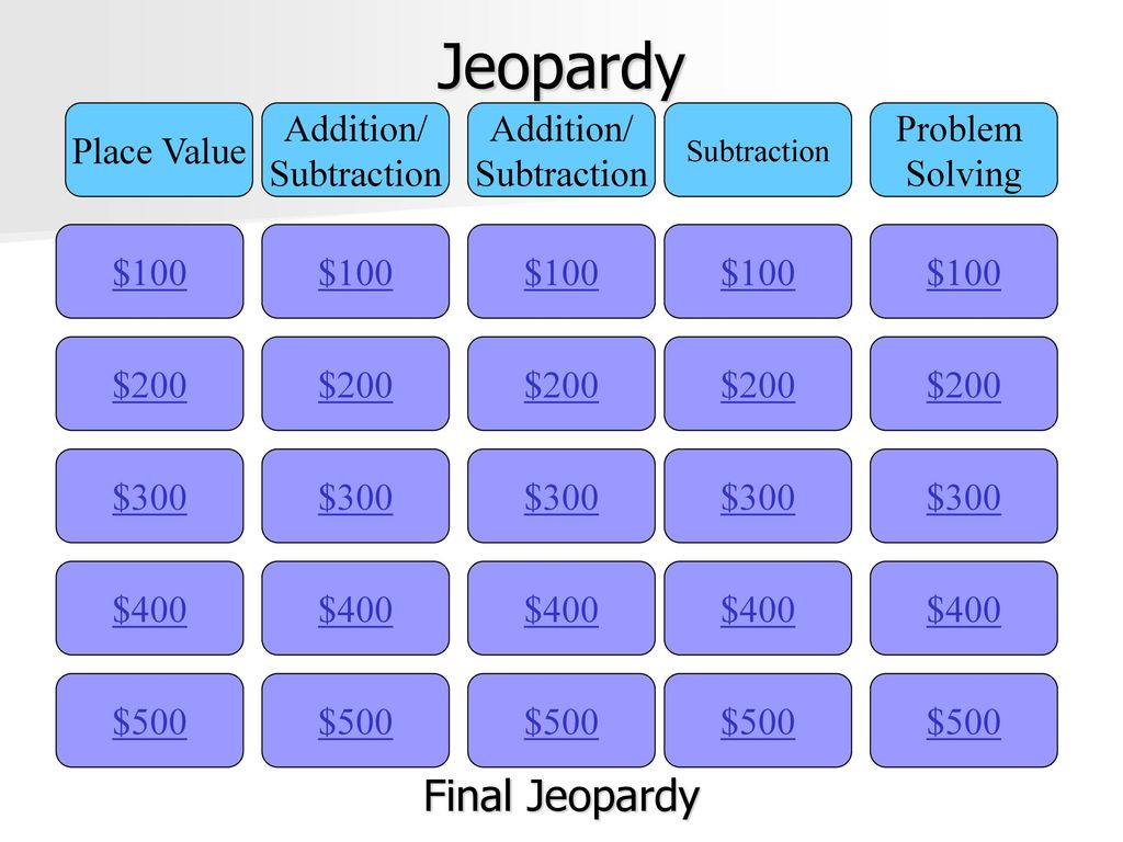 jeopardy addition and subtraction