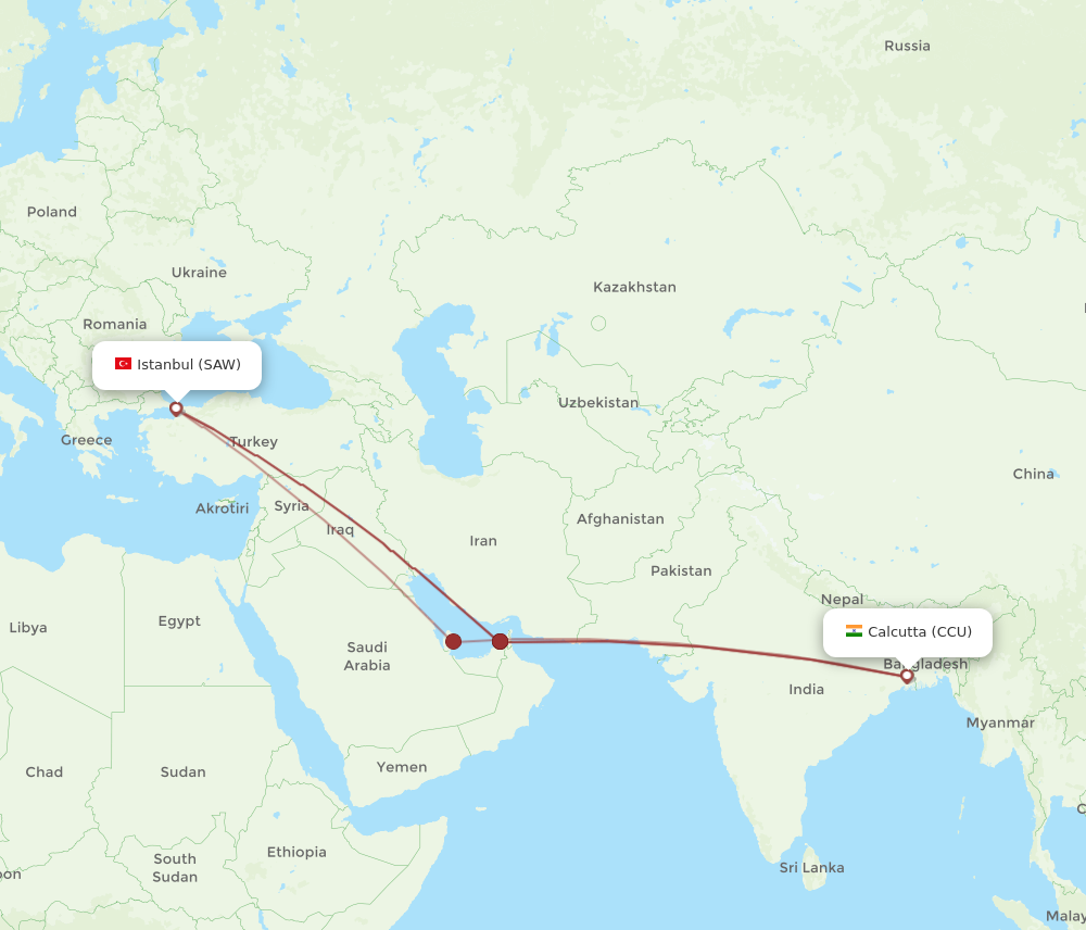 turkey to india flight time