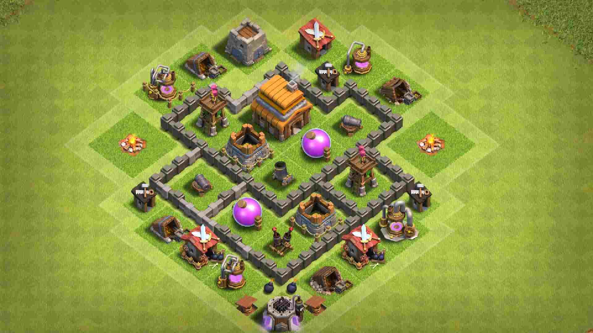 clash of clans town hall 4 base