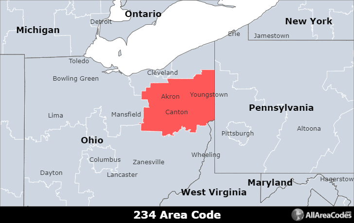 234 area code ohio