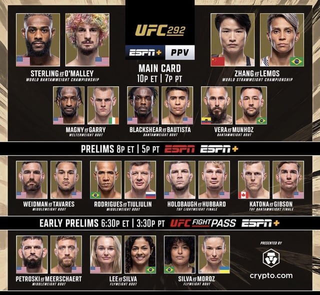 ufc 292 main card time australia