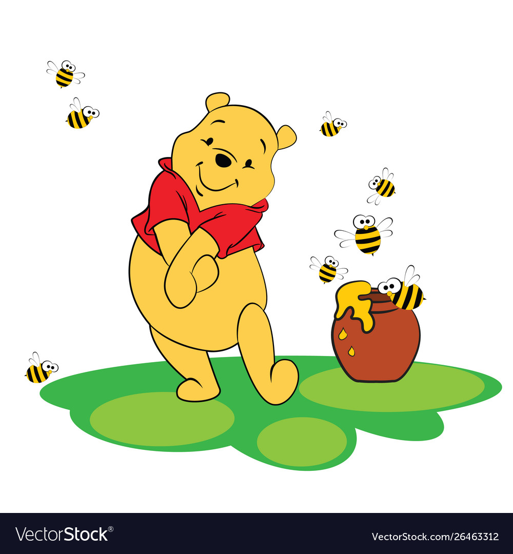 pooh bear with honey pot