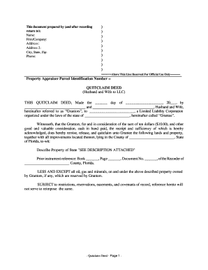 quit claim deed form florida printable