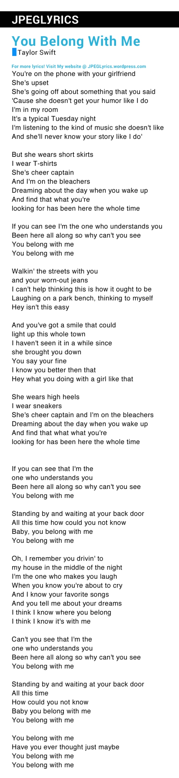 you you belong with me lyrics