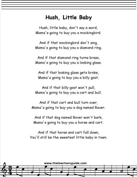 hush little baby dont you cry lyrics