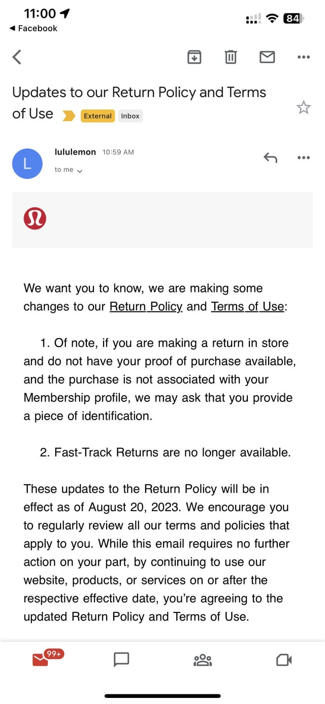 lululemon return