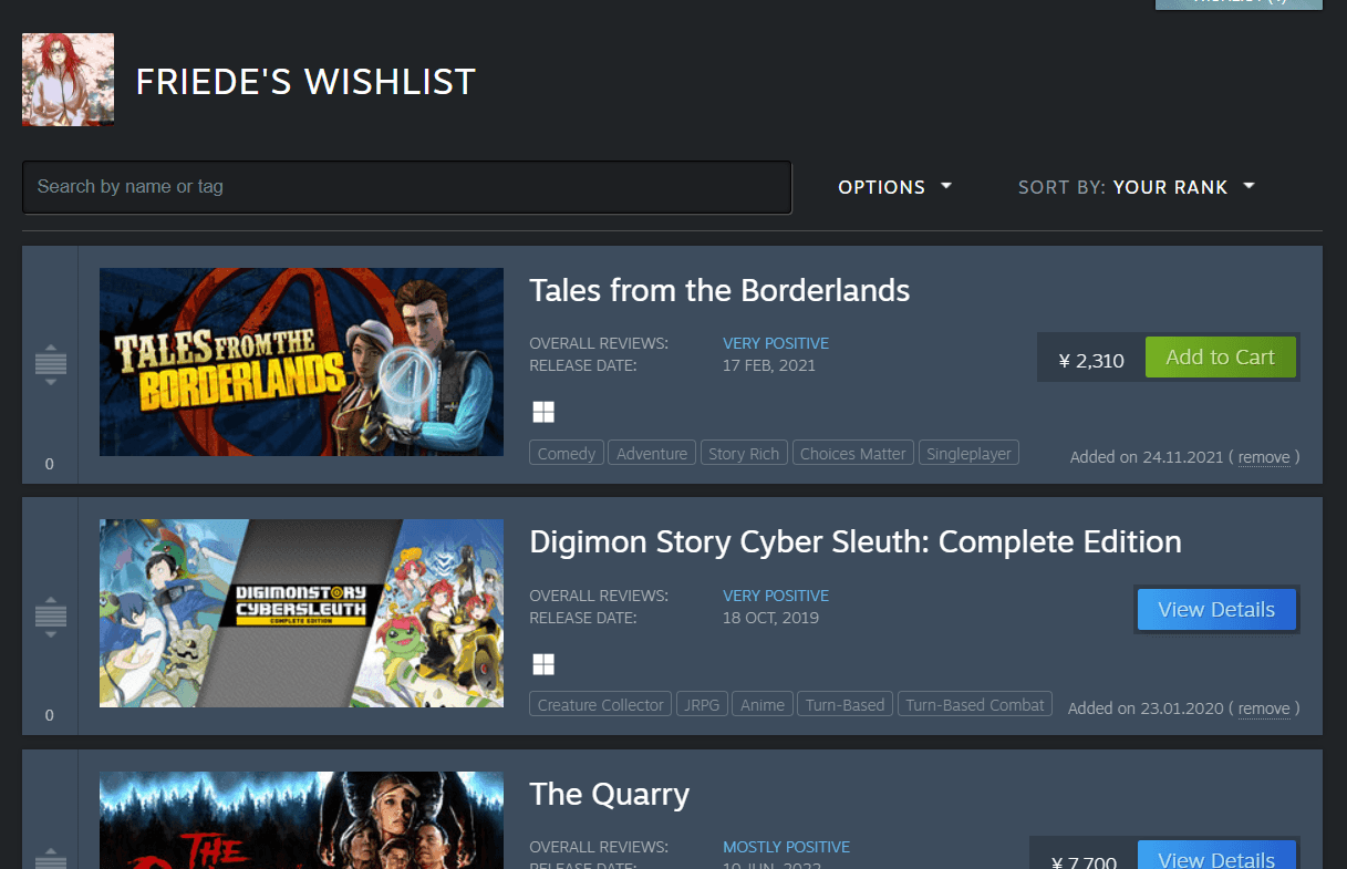 steam wishlist