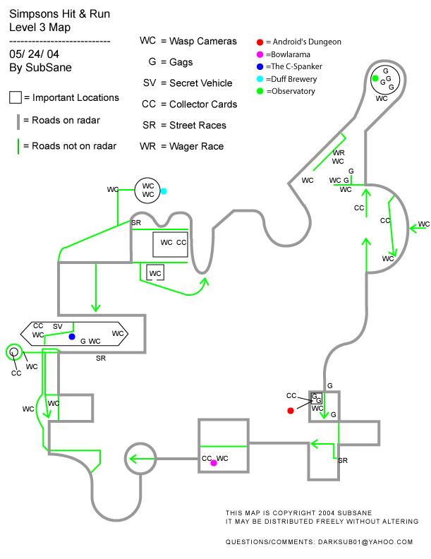 simpsons hit and run map