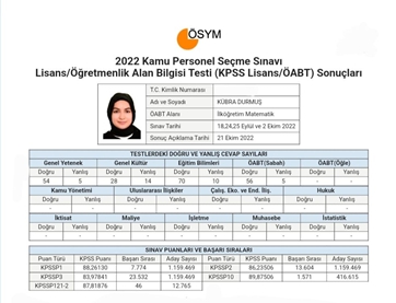 ilköğretim matematik öğretmenliği ek puanlı başarı sıralaması