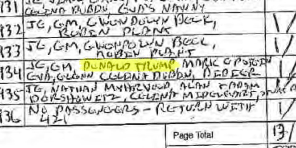 pilot log from epstein plane