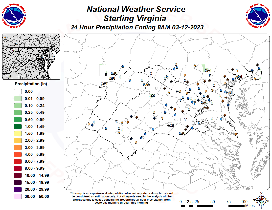 24hr precip for wash dc