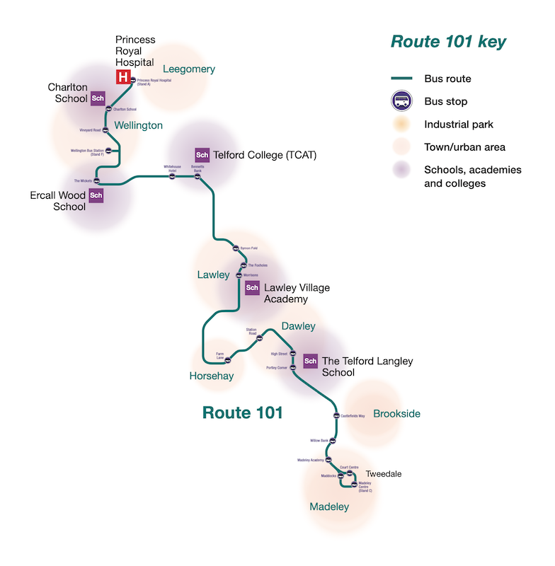 telford bus routes map