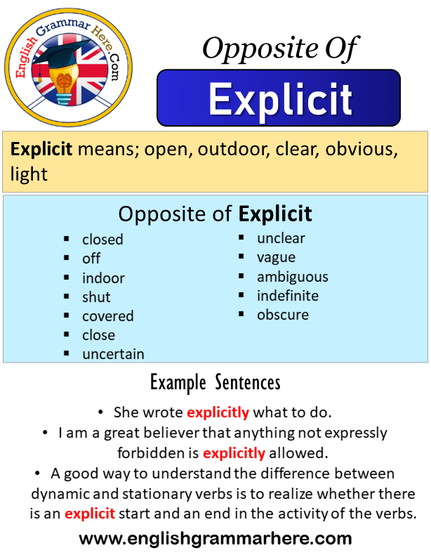 antonyms of explicit