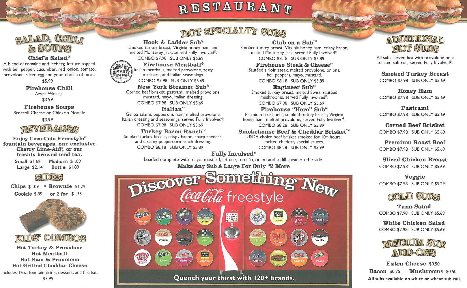 firehouse sub menu