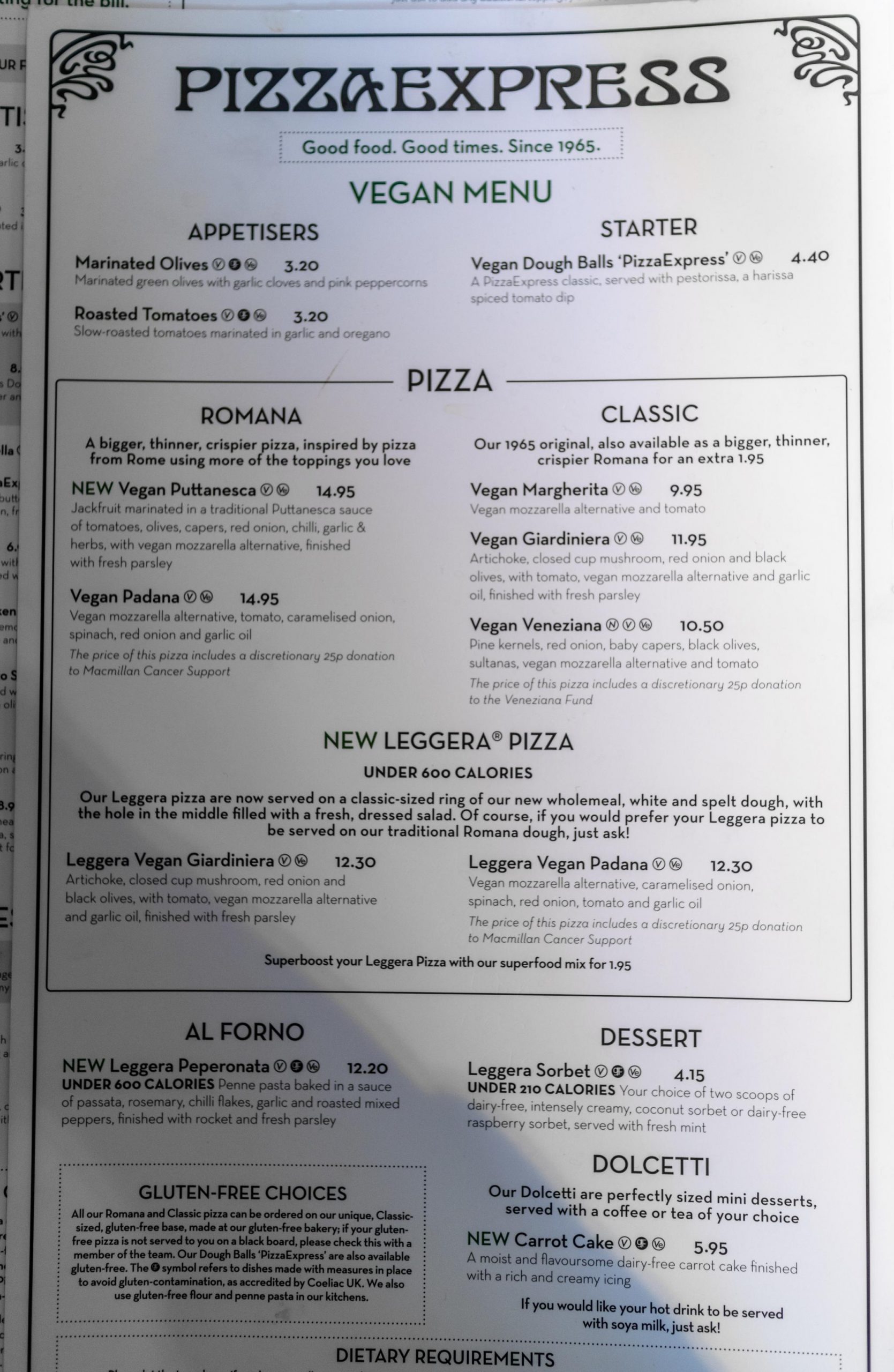 pizza express menu