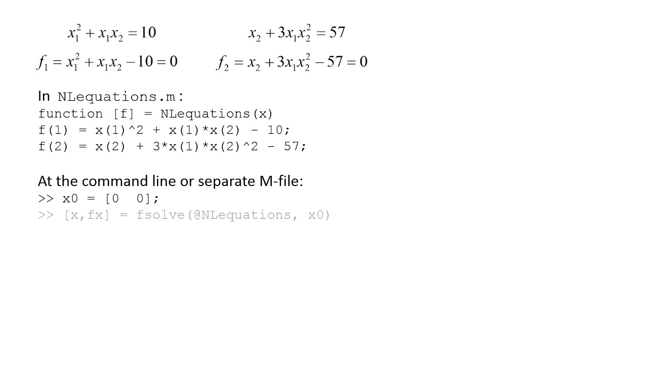 fsolve matlab