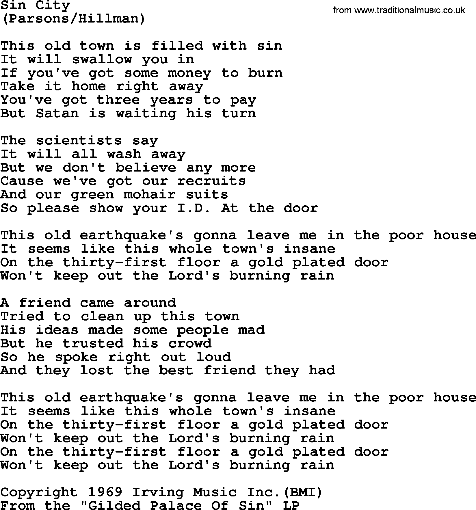 lyrics to sin city